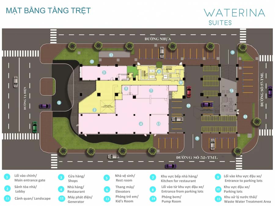 Mặt bằng Waterina Suites