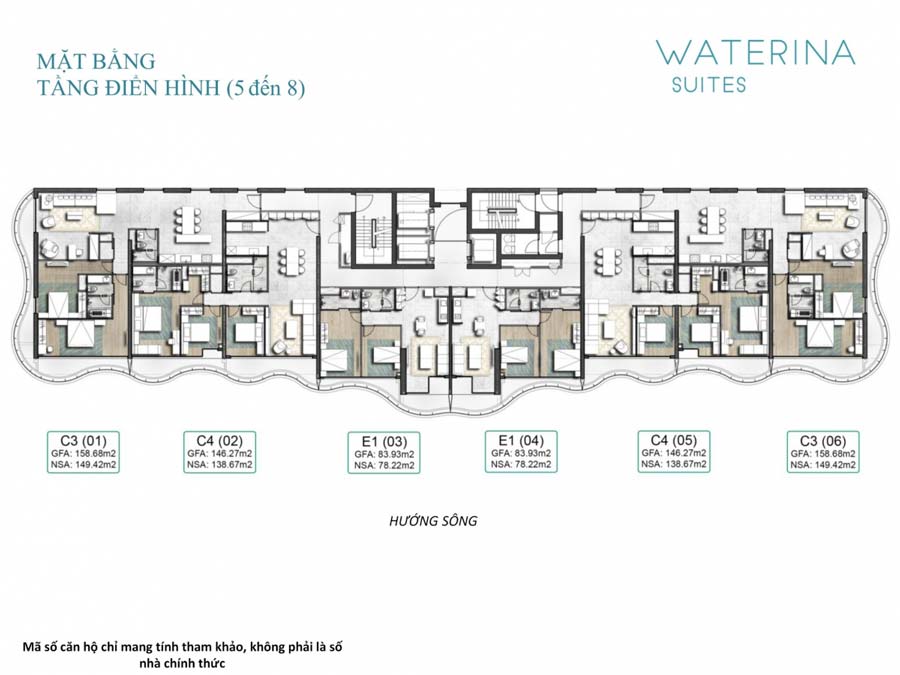 Mặt bằng Waterina Suites