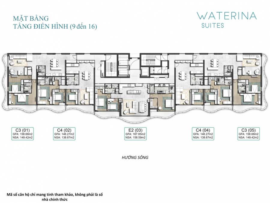 Mặt bằng Waterina Suites
